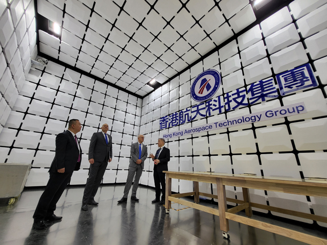 Figure 5：Mr. Jurg  Burri and His Group Visited the EMC Test Lab under Construction at the Hong Kong  Satellite Manufacturing Center